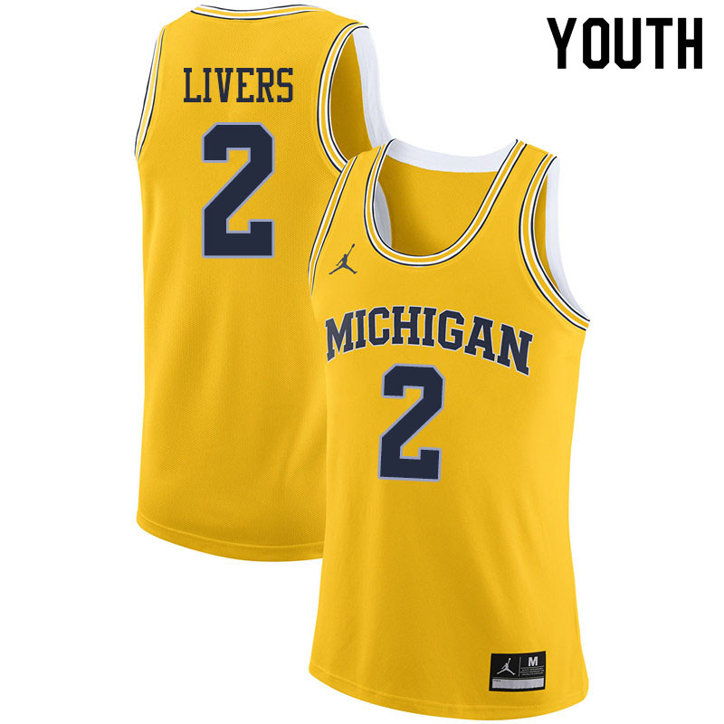 Youth #2 Isaiah Livers Michigan Wolverines College Basketball Jerseys Sale-Yellow - Click Image to Close